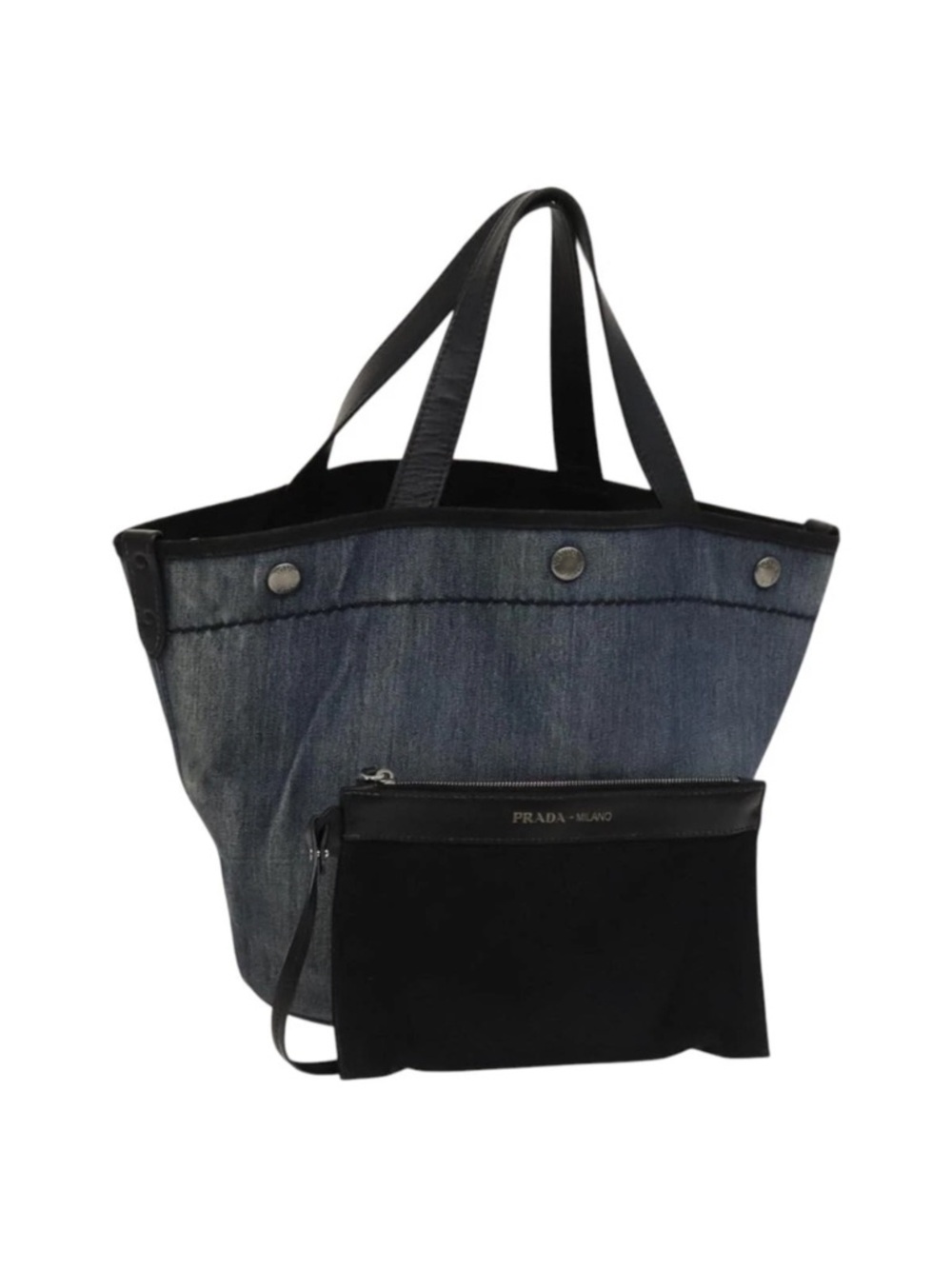 Prada Denim 2 Way Tote Bag w/ Removable Pouch